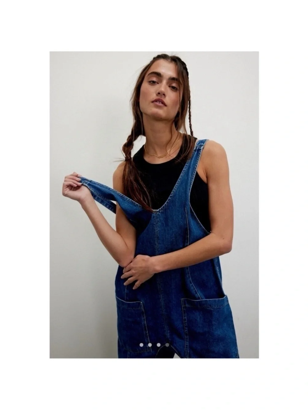 NWT Free People High Roller Denim Jumpsuit Blue Large